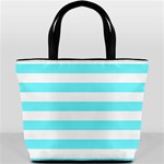 Horizontal Stripes - White and Electric Blue Bucket Bag