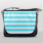 Horizontal Stripes - White and Electric Blue Messenger Bag