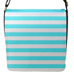 Horizontal Stripes - White and Electric Blue Flap Closure Messenger Bag (S)