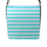 Horizontal Stripes - White and Electric Blue Flap Closure Messenger Bag (L)