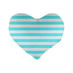 Horizontal Stripes - White and Electric Blue Standard 16  Premium Heart Shape Cushion