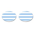 Horizontal Stripes - White and Baby Blue Cufflinks (Oval)