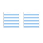 Horizontal Stripes - White and Baby Blue Cufflinks (Square)