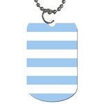 Horizontal Stripes - White and Baby Blue Dog Tag (One Side)