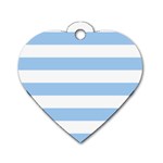 Horizontal Stripes - White and Baby Blue Dog Tag Heart (One Side)