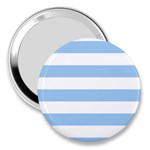 Horizontal Stripes - White and Baby Blue 3  Handbag Mirror