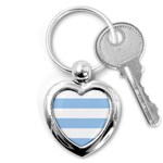 Horizontal Stripes - White and Baby Blue Key Chain (Heart)