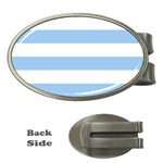 Horizontal Stripes - White and Baby Blue Money Clip (Oval)