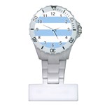 Horizontal Stripes - White and Baby Blue Nurses Watch