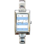 Horizontal Stripes - White and Baby Blue Rectangle Italian Charm Watch