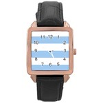 Horizontal Stripes - White and Baby Blue Rose Gold Leather Watch