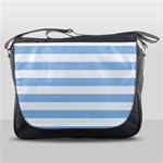 Horizontal Stripes - White and Baby Blue Messenger Bag