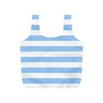 Horizontal Stripes - White and Baby Blue Full Print Recycle Bag (S)