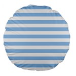 Horizontal Stripes - White and Baby Blue Large 18  Premium Round Cushion