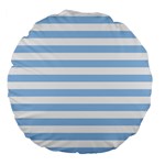 Horizontal Stripes - White and Baby Blue Large 18  Premium Flano Round Cushion