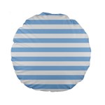 Horizontal Stripes - White and Baby Blue Standard 15  Premium Round Cushion