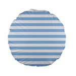 Horizontal Stripes - White and Baby Blue Standard 15  Premium Flano Round Cushion