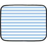 Horizontal Stripes - White and Baby Blue Fleece Blanket (Mini)