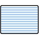 Horizontal Stripes - White and Baby Blue Fleece Blanket (Large) (One Side)