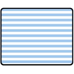 Horizontal Stripes - White and Baby Blue Fleece Blanket (Medium) (One Side)