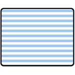 Horizontal Stripes - White and Baby Blue Double Sided Fleece Blanket (Medium) (Two Sides)