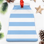Horizontal Stripes - White and Baby Blue Bell Ornament (Two Sides)