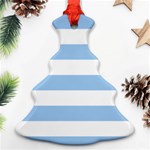 Horizontal Stripes - White and Baby Blue Ornament (Christmas Tree)