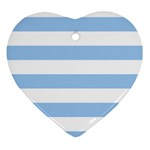 Horizontal Stripes - White and Baby Blue Ornament (Heart)