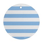 Horizontal Stripes - White and Baby Blue Ornament (Round)