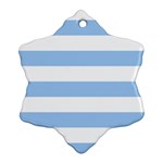 Horizontal Stripes - White and Baby Blue Ornament (Snowflake)