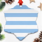 Horizontal Stripes - White and Baby Blue Snowflake Ornament (Two Sides)