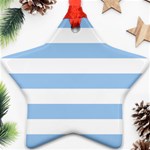 Horizontal Stripes - White and Baby Blue Star Ornament (Two Sides)