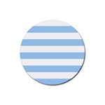Horizontal Stripes - White and Baby Blue Rubber Coaster (Round)