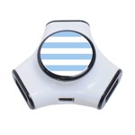 Horizontal Stripes - White and Baby Blue Portable USB Hub (One Side)