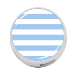 Horizontal Stripes - White and Baby Blue 4-Port USB Hub (Two Sides)
