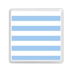 Horizontal Stripes - White and Baby Blue Memory Card Reader with Storage (Square)