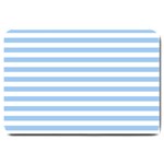Horizontal Stripes - White and Baby Blue Large Doormat