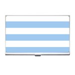Horizontal Stripes - White and Baby Blue Business Card Holder