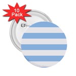 Horizontal Stripes - White and Baby Blue 2.25  Button (10 pack)