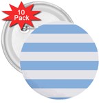 Horizontal Stripes - White and Baby Blue 3  Button (10 pack)