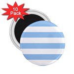 Horizontal Stripes - White and Baby Blue 2.25  Magnet (10 pack)