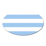 Horizontal Stripes - White and Baby Blue Magnet (Oval)