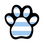 Horizontal Stripes - White and Baby Blue Magnet (Paw Print)