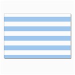 Horizontal Stripes - White and Baby Blue Postcard 4  x 6 