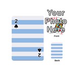 Horizontal Stripes - White and Baby Blue Playing Cards 54 (Mini)