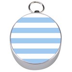 Horizontal Stripes - White and Baby Blue Silver Compass