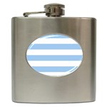 Horizontal Stripes - White and Baby Blue Hip Flask (6 oz)