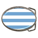 Horizontal Stripes - White and Iceberg Blue Belt Buckle