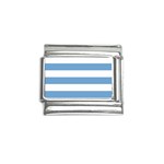 Horizontal Stripes - White and Iceberg Blue Italian Charm (9mm)