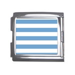 Horizontal Stripes - White and Iceberg Blue Mega Link Italian Charm (18mm)